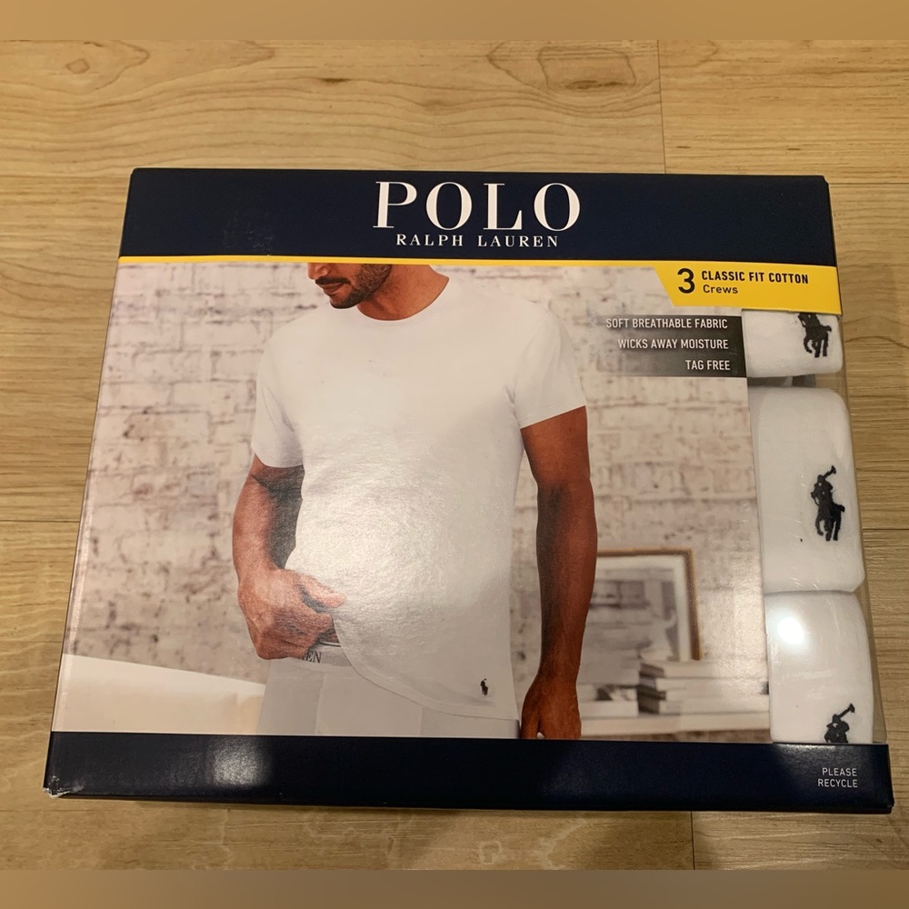 Polo Ralph Lauren Men's Classic Fit Moisture Wicking Tee T-Shirt White 3-Pack
